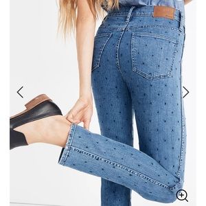 NWT Madewell Slim Straight Jeans Navy Dot Edition
